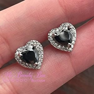 Black Heart Shaped Stud Earrings